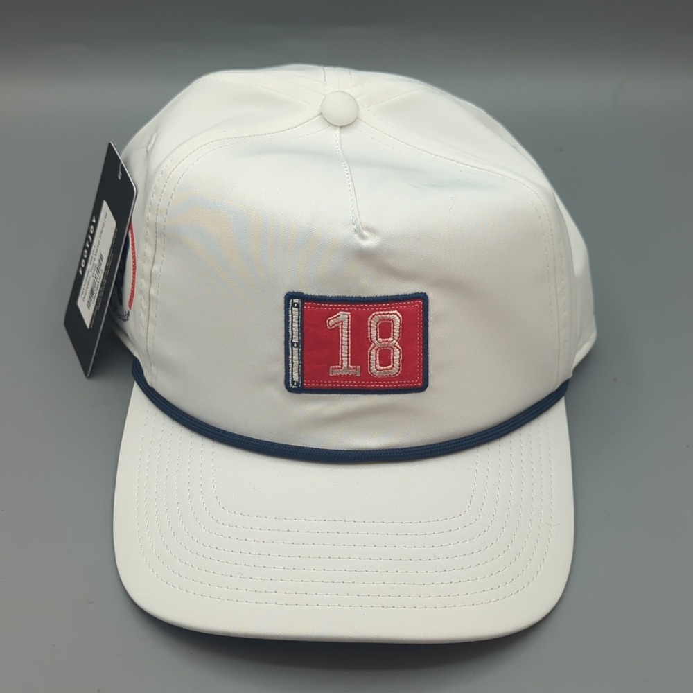 FootJoy Tony's Market 5 Panel 18th Flag White/Red Adjustable Snapback Rope Hat - Picture 9 of 13